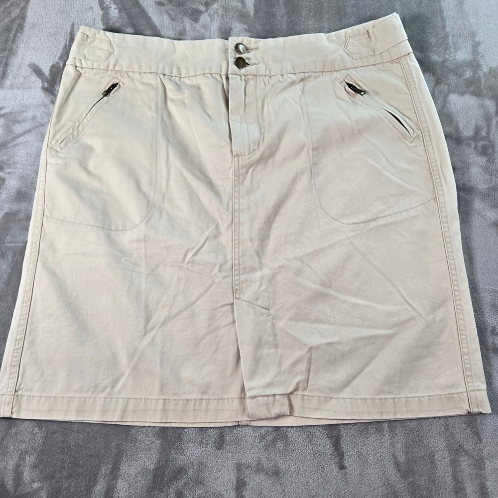 Vtg Mossimo Y2K Beige Cotton‎ Blend Skirt Size 15 A Line Utility Casual Career